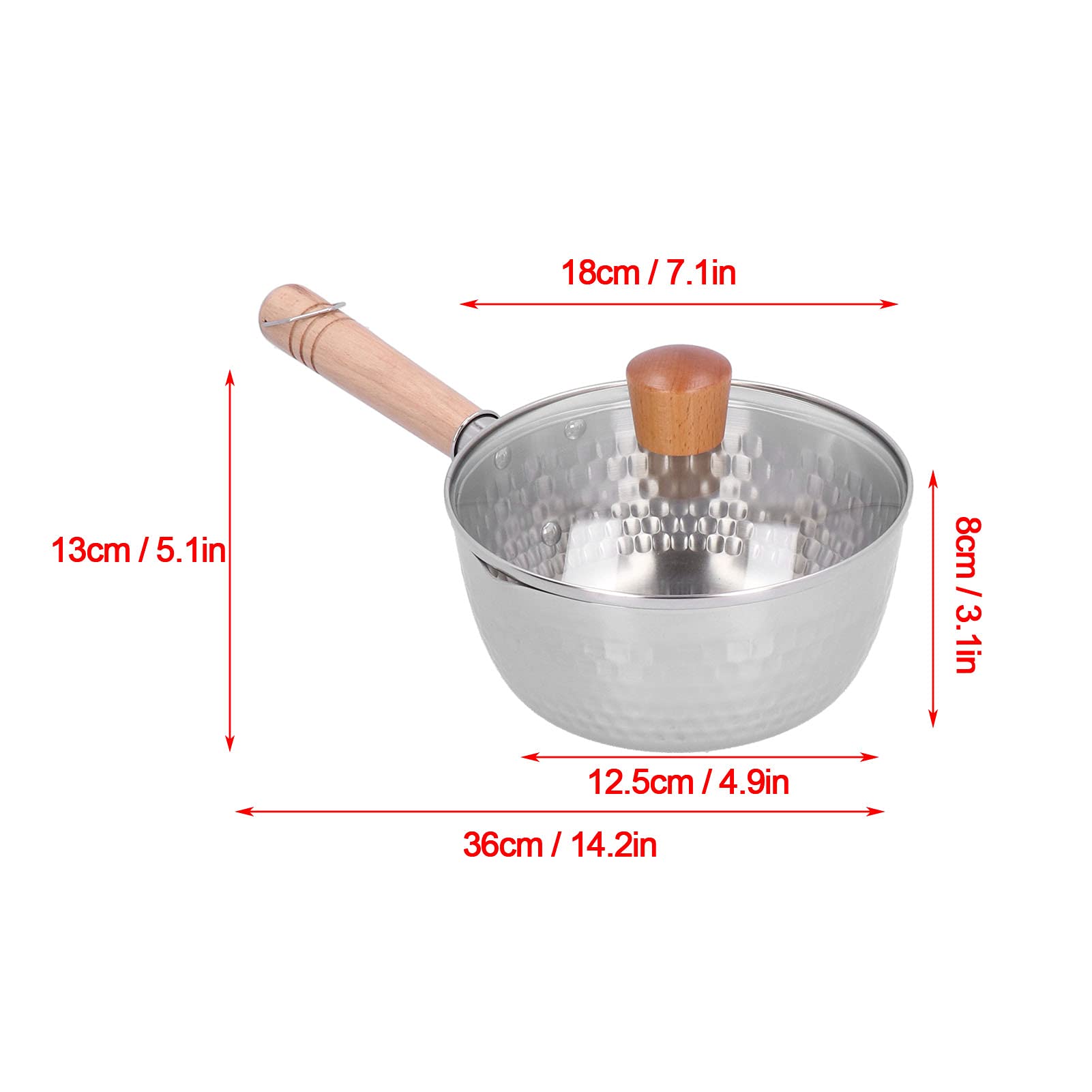 Milchtopf 18 Cm mit Holzgriff, 304 Edelstahl-Kochtopf