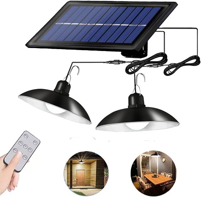 UvBang Solar Shed Light, 30LED Solar Pendant Light, IP65 Waterproof Outdoor Solar Lights, Dimmable Solar Lights Indoor with 9.84FT Cord,Remote, for Garden Courtyard Barn Balcony Corridor Gazebo
