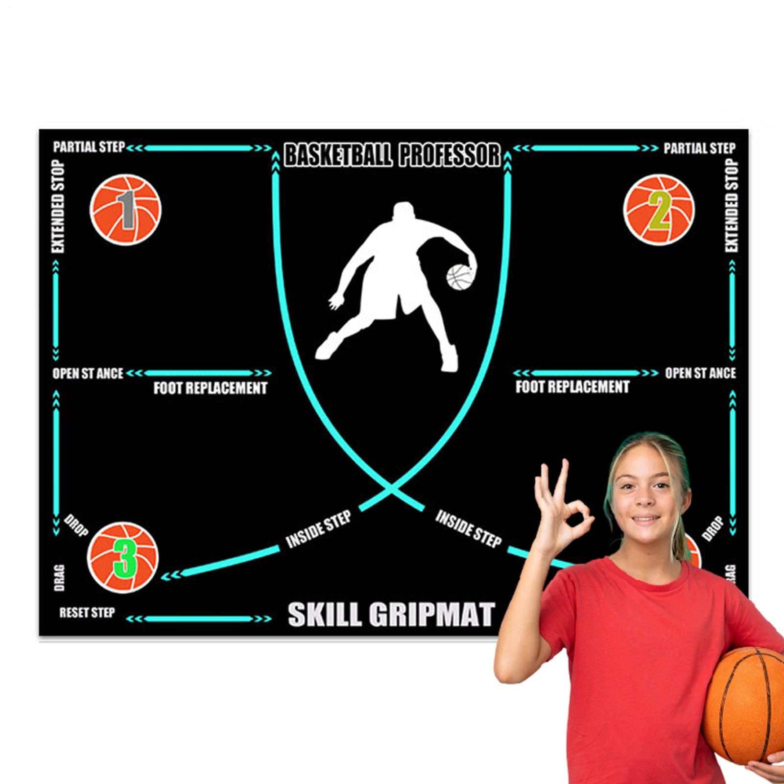 Tappeto per Pallacanestro,Tappeto per Passi Silenziosi | Tappetino Palleggio Basket Indoor - per Atleti Professionisti E Giovani Casa Palestra Camera