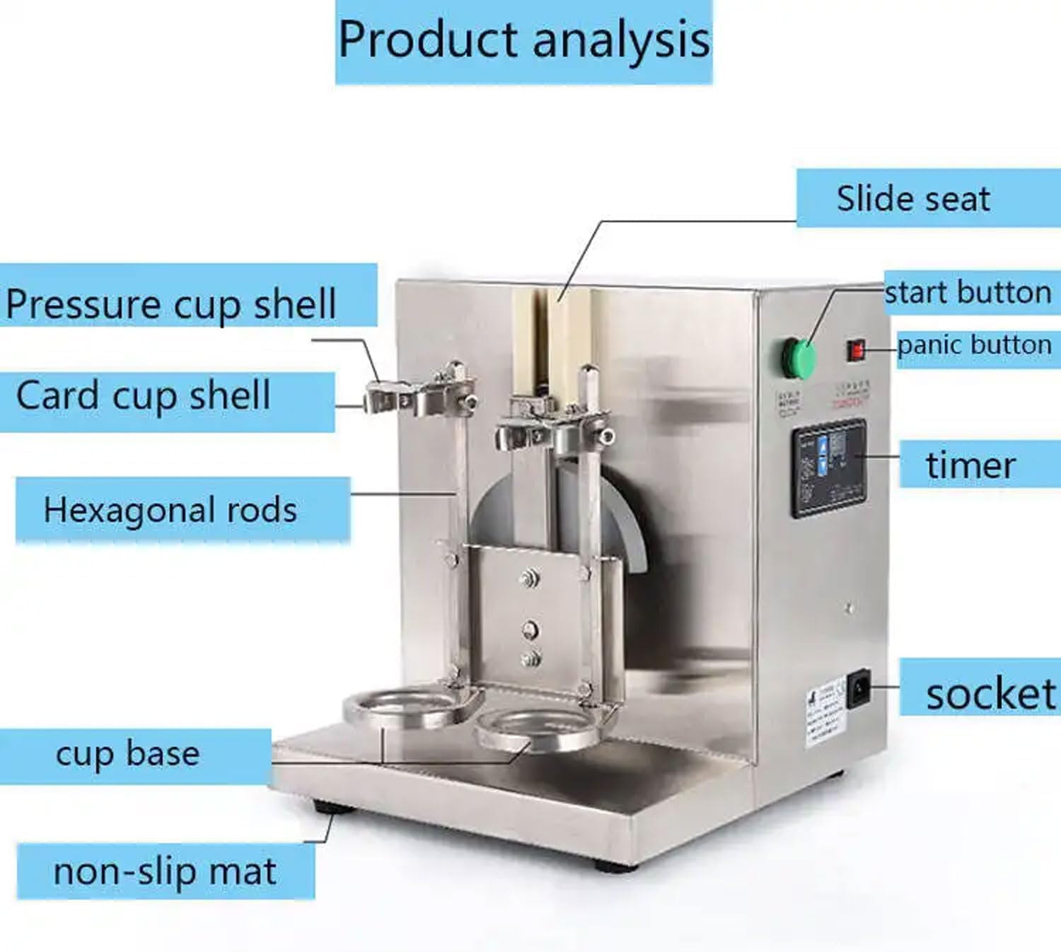 Professionelle Milchtee-Shaker-Maschine, Automatischer Doppelbecher Elektromixer, Edelstahl 120W Motor für Bubble Tea, Cocktails, Kaffee & Saft, 400 U/min, 1000ml