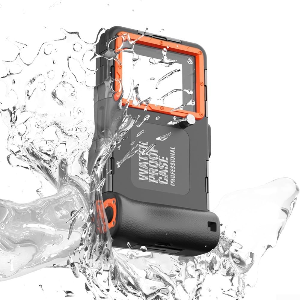 Custodia impermeabile IP68, per snorkeling e immersioni fino a 15 m, copertura subacquea per touch screen con attacco da 1/4, per tutti gli smartphone, TPE+PC+alloggiamento esterno in lega