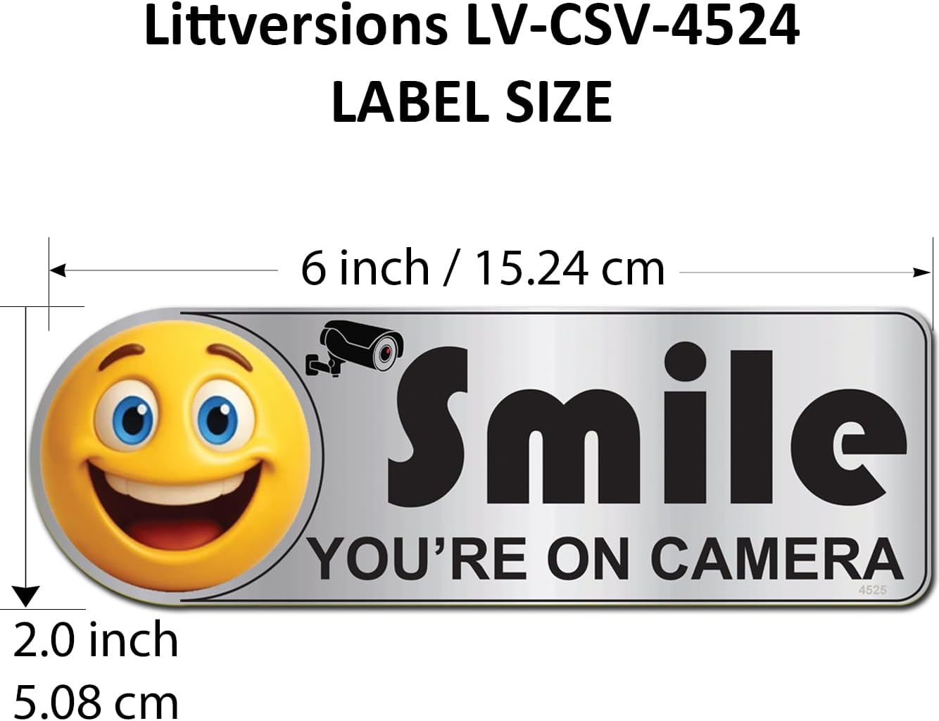 5 Pack 2"x6" Laminated Vinyl Silver Smile You're On Camera Video Surveillance Labels Stickers Sign Decals Security Sign for Home, Business, Cars, Windows, and CCTV Systems