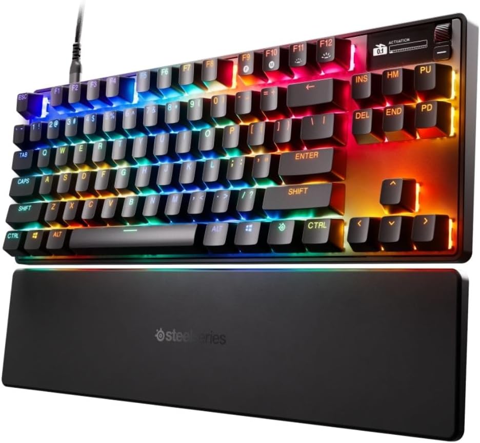 Apex Pro TKL Gen 3 - HyperMagnetic Gaming Keyboard - OmniPoint 3.0 Switches - Adjustable Response - Rapid Trigger - Rapid Tap/SOCD - OLED - PBT Keycaps - USB-C - UK Layout QWERTY