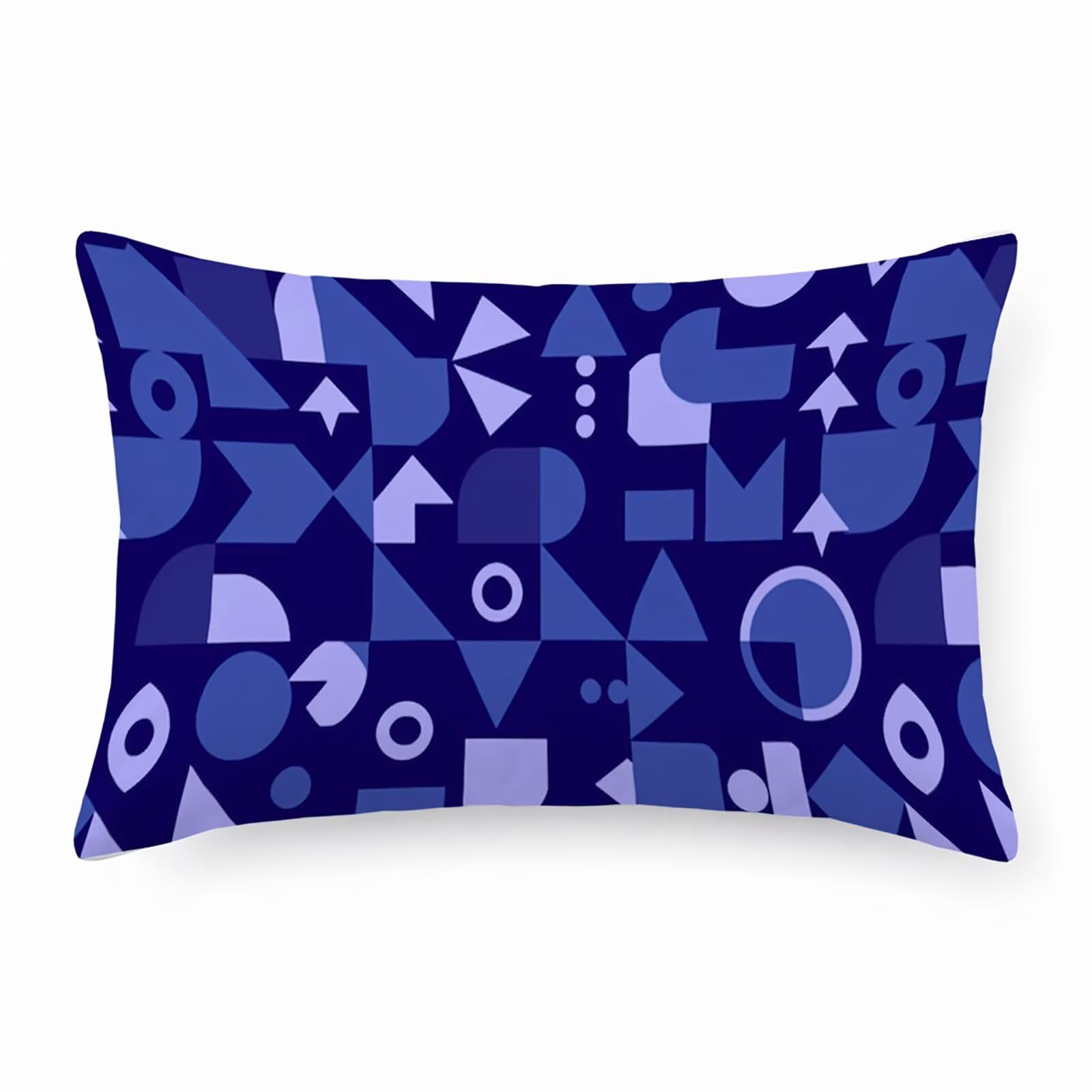 Coussin extérieur 50 x 100 velours bleu profond doux pour canapé de jardin