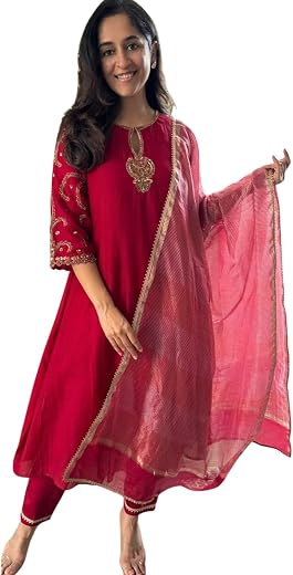 KESUDI Kurta Set with Dupatta Embroidery Ethnic Dress Party Outfit Latest Kurti Pant Dupatta Festive Traditional Cotton An...