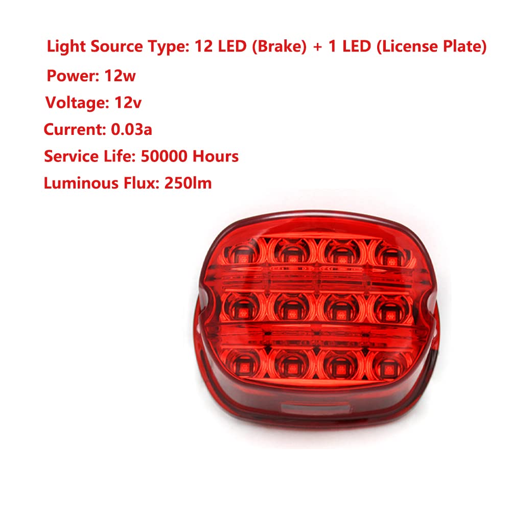 Riloer Fanale posteriore moto 13 LED con lente fumo rosso/nero per H-arley D-yna Road King Electra Glide Street Bob Touring faro posteriore a LED fumé con illuminazione rossa Brake Driving