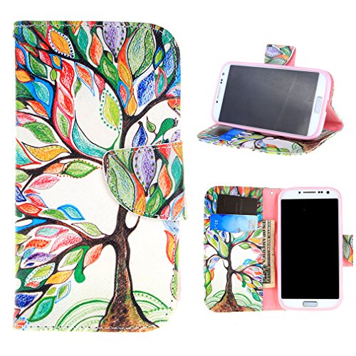 For Galaxy S4 , TUTUWEN [Tree and Leaf] New Style [Magnetic] Wallet PU Leather [Stand] Flap Closure Case Flip Protective Cover for Samsung Galaxy S4 SIV i9500