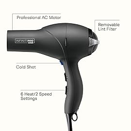 Infiniti PRO CONAIR Hair Dryer with Diffuser, Professional AC Motor, Tourmaline Ceramic Technology Blow Dryer, Includes Concentrator and Blowout Brush, Amazon Exclusive, Gray