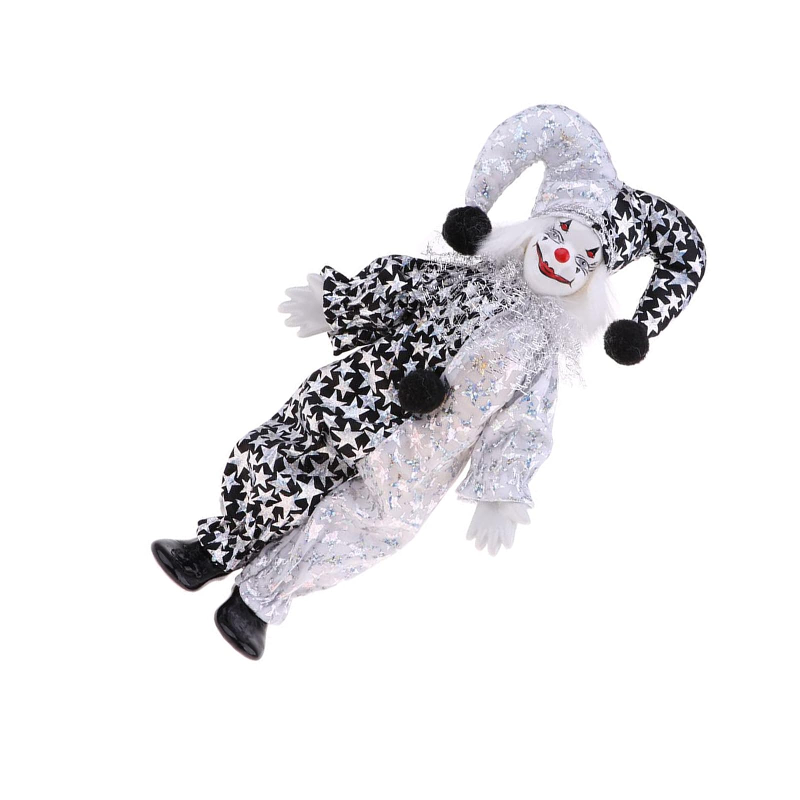 sodeber Ceramic Clown Puppet Figure Doll with Movable Arm for Halloween and Theme Party Collection Gift Giving Figurine Toy Carnivals Party Decoration Doll