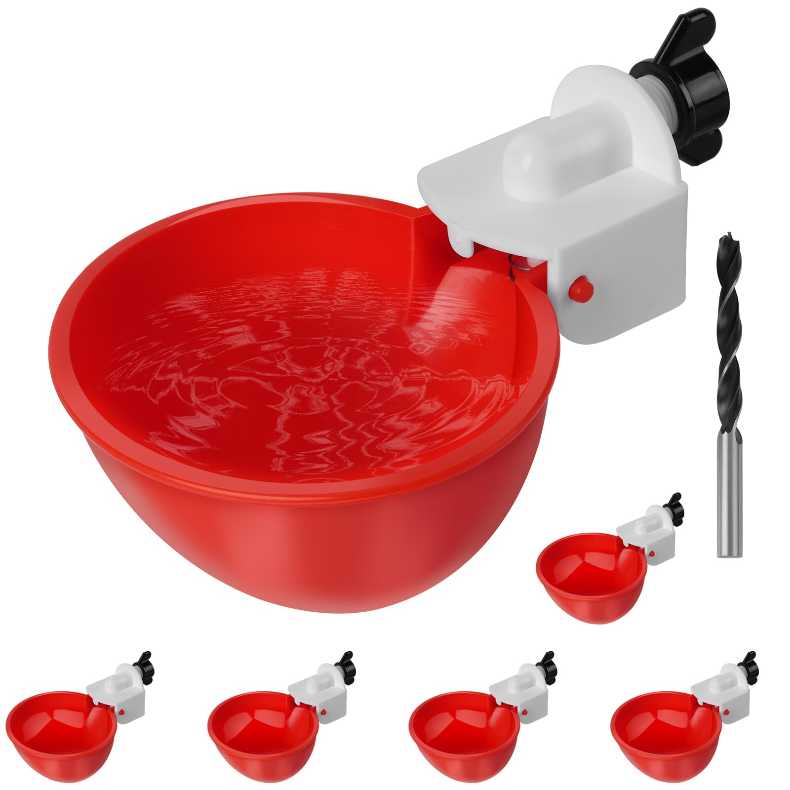 Automatic Chicken Waterer Cups, 6 Packs Large Chicken Water Feeder, Chicken Water Cups, Poultry Waterer Great for Duck, Chicken, Goose, Turkey, Bunny and Bird with Installing Drill