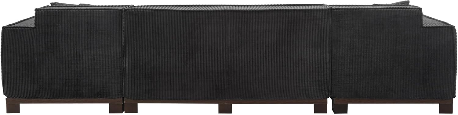 P PURLOVE Modern Large Sectional Sofa, U-Shaped Upholstered Sofa with RGB LED Light Strip and 6 Pillows for Living Room, Apartment, Freely Combinable (Black)