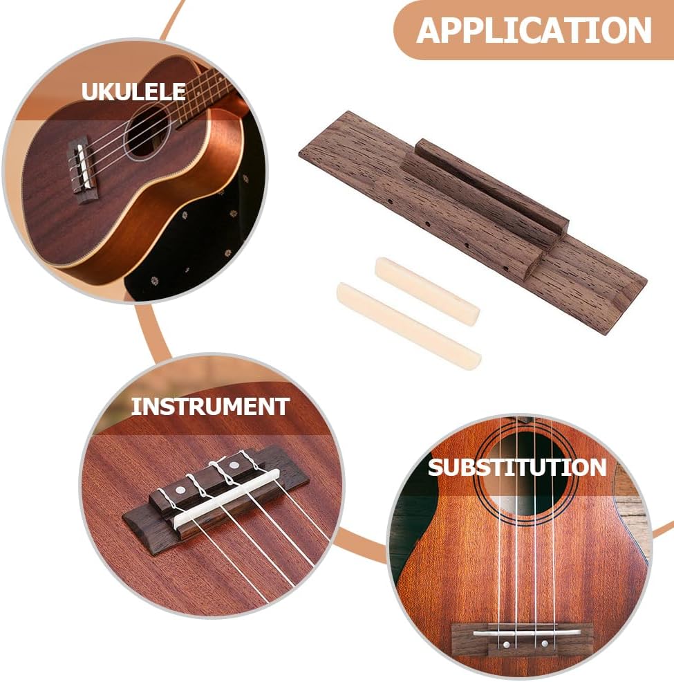 Ukulele Saddle Bridge 5 Sets Ukulele Bridge and Saddle Replacement Parts Universal 4-String Accessories for Tone Adjustment and DIY Repair
