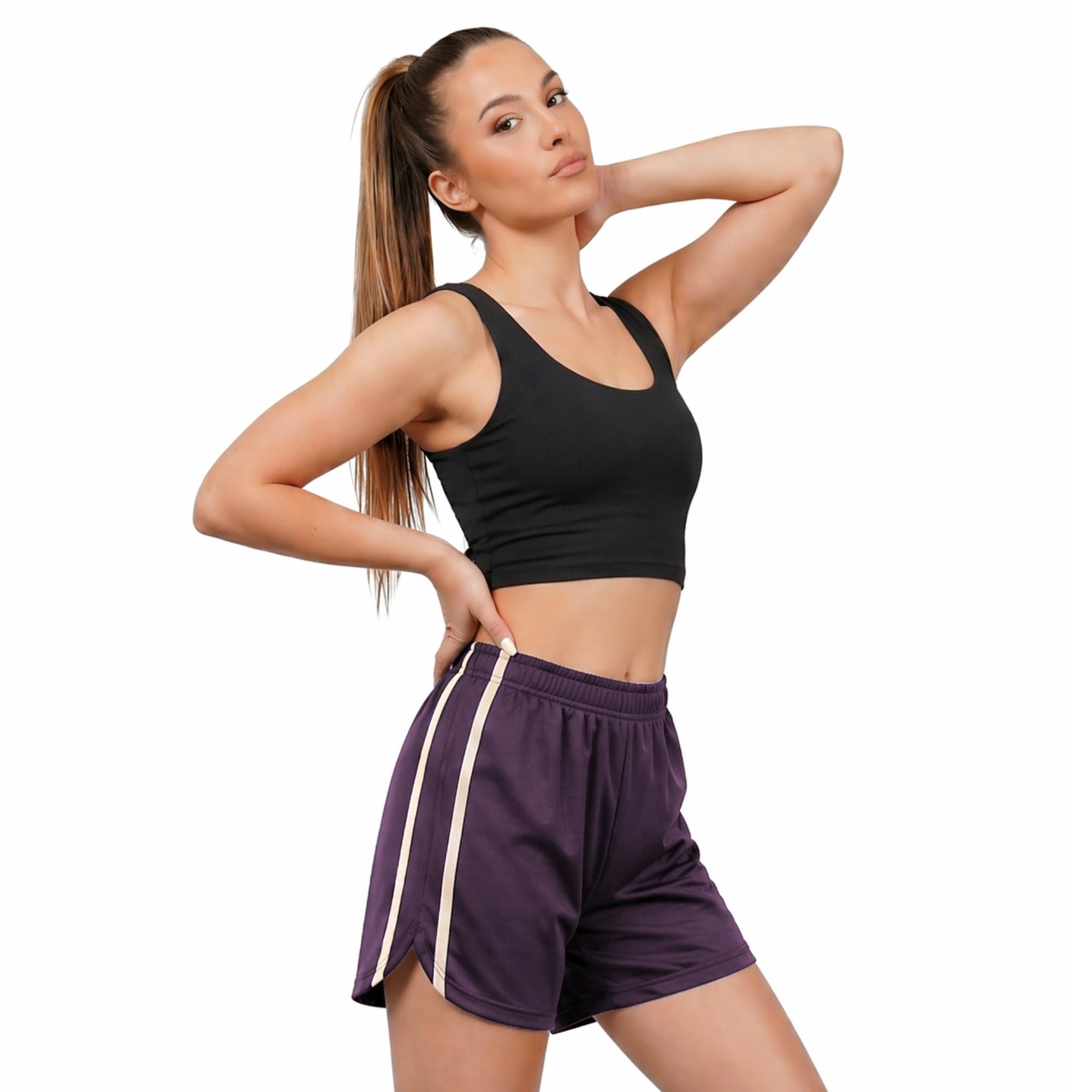 NINQ Women Workout Shorts with Side Patti Design, Comfortable Gym, Running & Sports Shorts for Woman, Stylish Woman Summer Shorts for Activewear-image-2