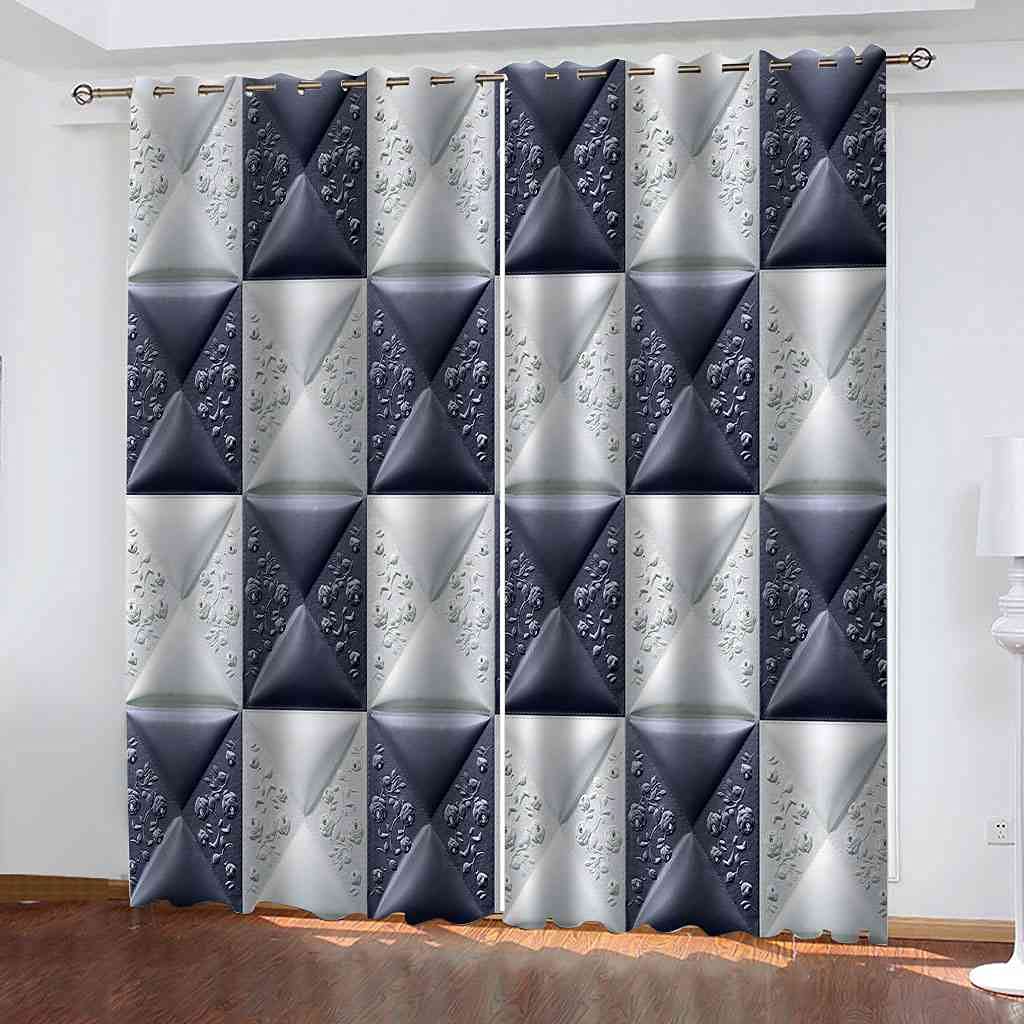 Rideaux pour enfant chambre et salon a impression bleu 3d