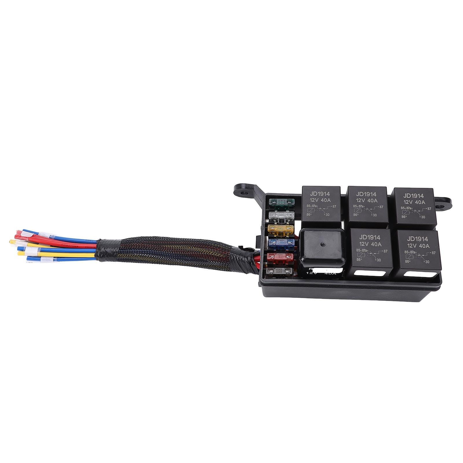Scatola relè Fusibili 12V, Relè Scatola Fusibili Automobilistici Precablata con Blocco a 6 Slot, Alloggiamento Termoplastico in Plastica, 40A, per Auto Camion Barche Marine