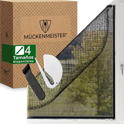 MÜCKENMEISTER® Mosquiteras para Ventanas (130x150 cm, negro) de fibra de vidrio – Mosquitera ventana para ventanas con cinta adhesiva – Red antimosquitos para ventana- Tela Mosquitera
