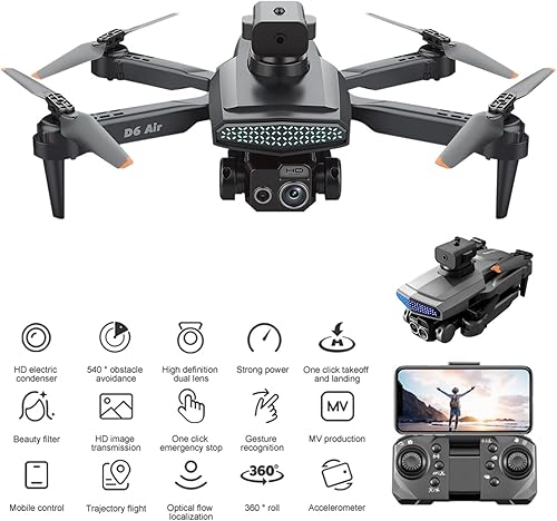 Miniatura 6 de Dron con cámara para adultos, drone de fotografía aérea con 4K HD tres lentes FPV Cámara Wifi RC Drone plegable multirotores círculo Fly Altitude