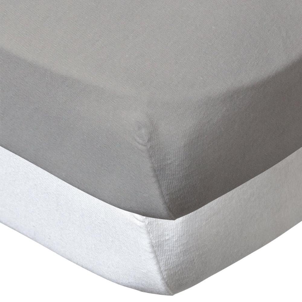 babyCalin - Set 2 lenzuola con angoli Bianco/Tortora 70x140x17 cm