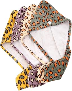 GLEAVI 4 Pçs Chapéu De Leopardo Para Cabelo Seco Toalha De Spa Toalhas Absorventes Chapéu De Cabelo Encaracolado Chapéu De Microfibra Toalha De Cabelo De Salão Chapéu De Cabelo Seco