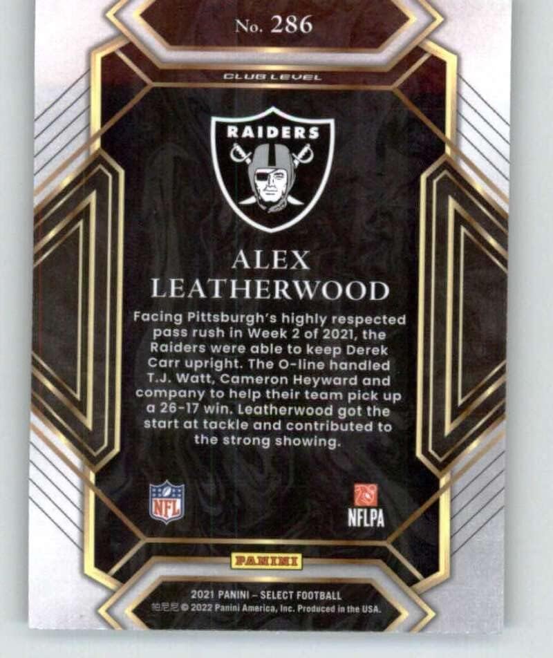 Miniatura 2 de 2021 Panini Select 286 Alex Leatherwood Club Level Las Vegas Raiders RC Rookie NFL Football Trading Card
