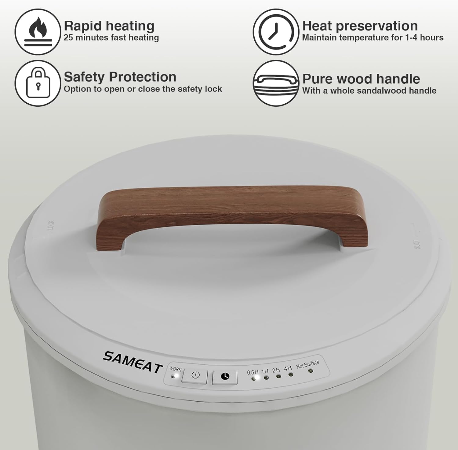 SAMEAT Heated Towel Warmers for Bathroom - Large Towel Warmer Bucket, Wood Handle, Auto Shut Off, Fits Up to Two 40X70 Oversized Towels, Gray