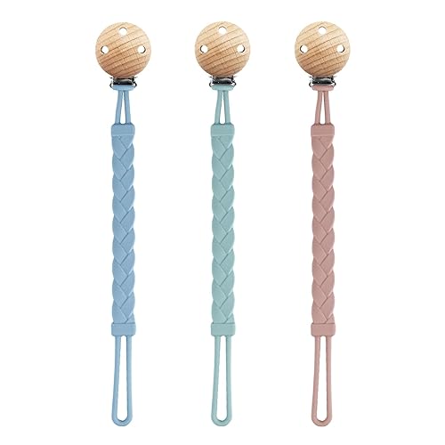 Clip de silicona para chupete, paquete de 3 clips para chupete para niños y niñas, clips de soporte para chupete de una pieza, clips Binky para