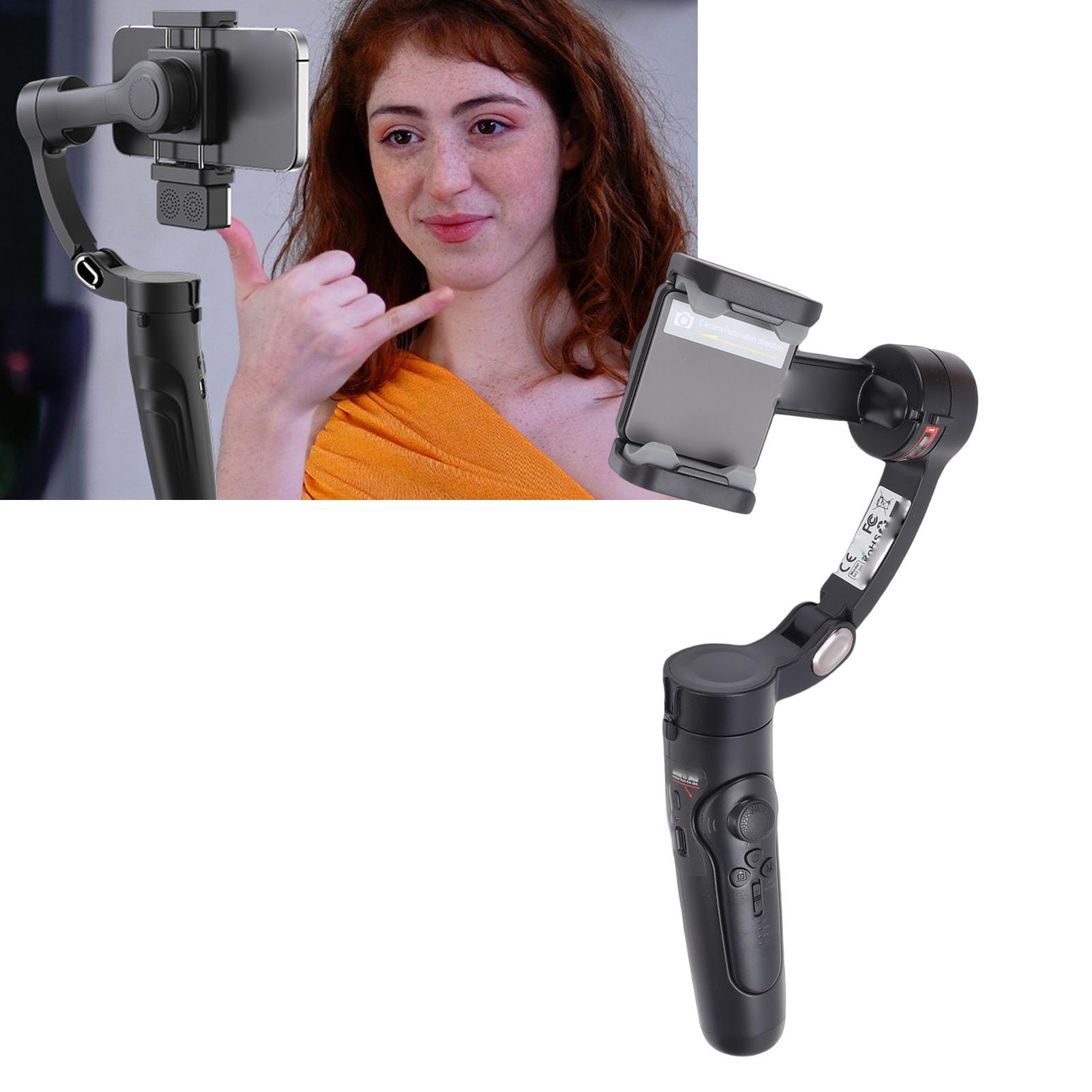 Estabilizador de Teléfono, Estabilizador de Vídeo Plegable, Batería 150-260min, para Grabación Móvil, Vlogging y Fotografía de Viaje