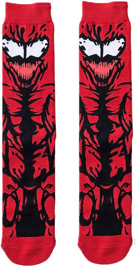 Super Hero Marvel Comics Venom Carnage Crew Socks, Red, One Size