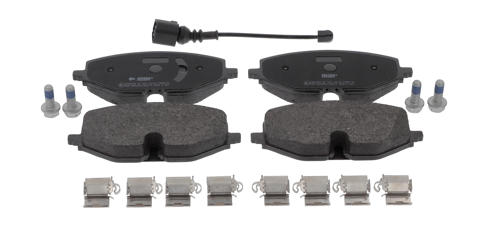 FERODO Kit pastiglie freni Anteriore Con contatto segnalazione usura con accessori FDB5194 Compatibilità con VW Golf 8 Hatchback CD1 Golf 8 Variant CG5, AUDI A3 Sportback 8YA, SKODA Octavia IV Combi | Compatibile con: AUDI A3 Limousine, A3 Sportback, SEAT