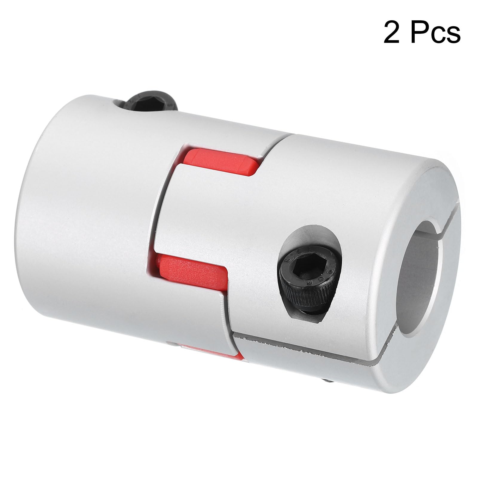 QUARKZMAN 2pz D40 L66 14mm a 19mm Flessibile Giunto Albero Prugna Connettore Flessibile Ragno Giunto per Stampante 3D Macchina CNC e Servo Motore Passo-Passo (Argento Tono/Rosso)