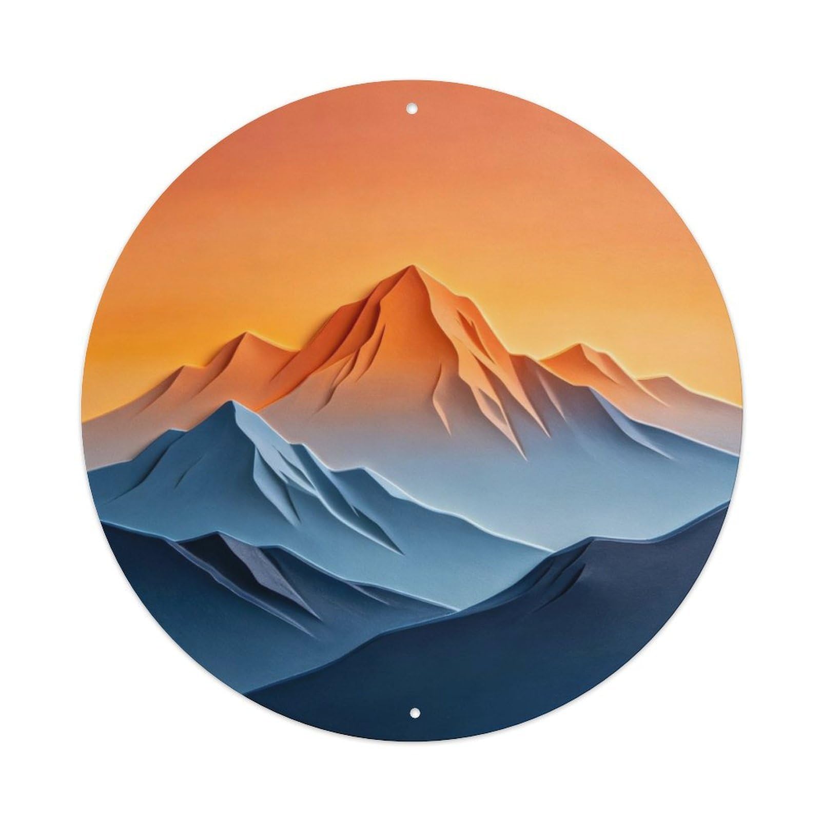 Mountain Sunset Minimalist Metal Tin Sign Plaque