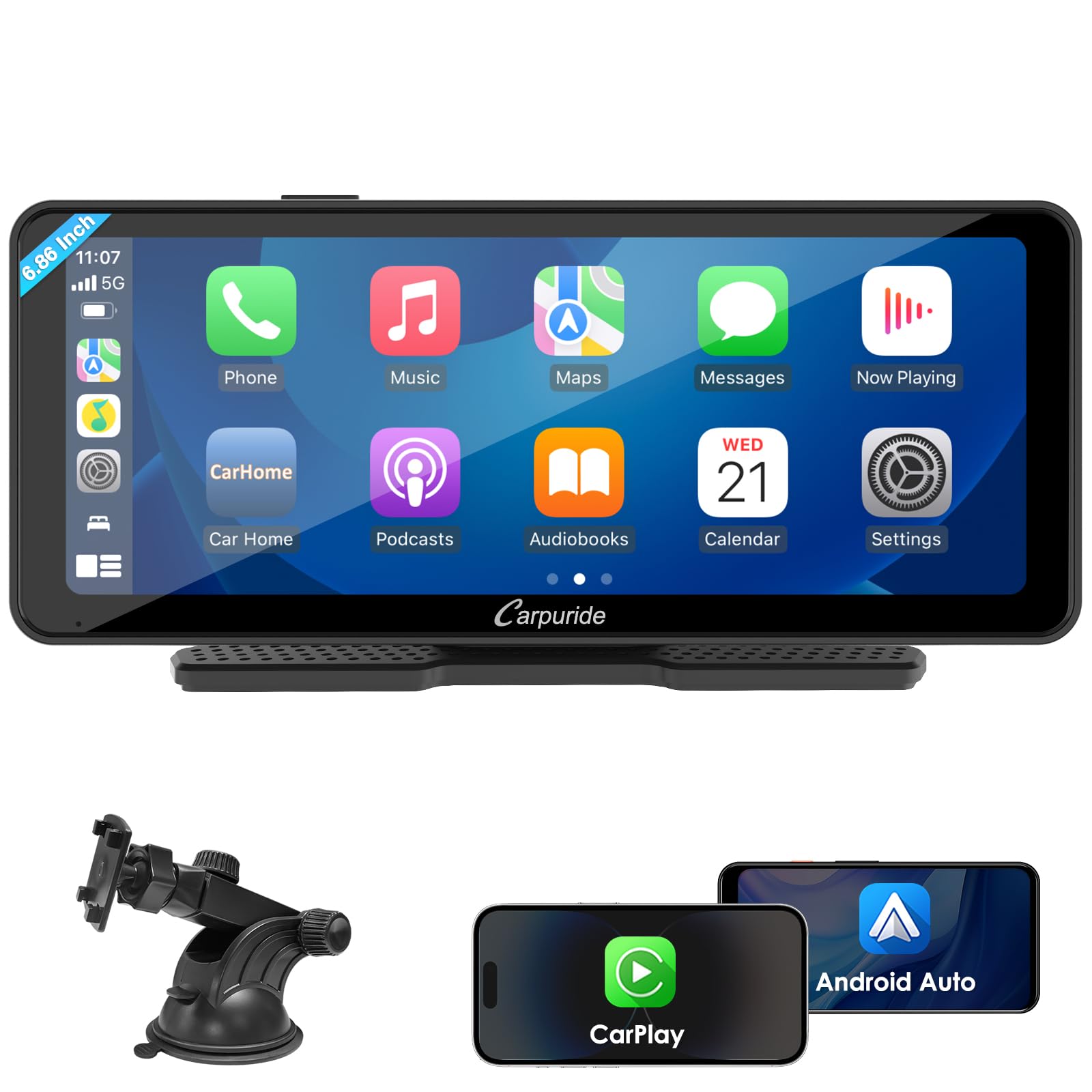 Carpuride HDディスプレイ　6.86インチ　IPSタックスクリーン Amazon.com: Wireless Car Stereo: 6.86 inch and 10 inch Portable