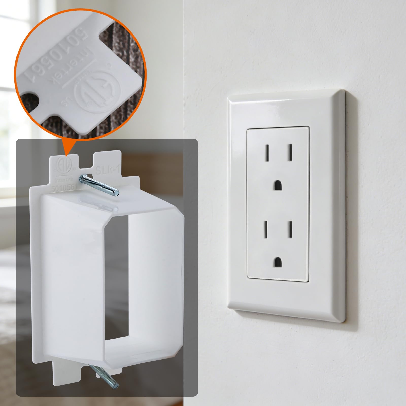 Extensor de caja de toma de corriente eléctrica no metálica de 1 banda, extiende cajas eléctricas para interruptores de alimentación, receptáculos GFCI, certificación ETL (BE1, paquete de 50)