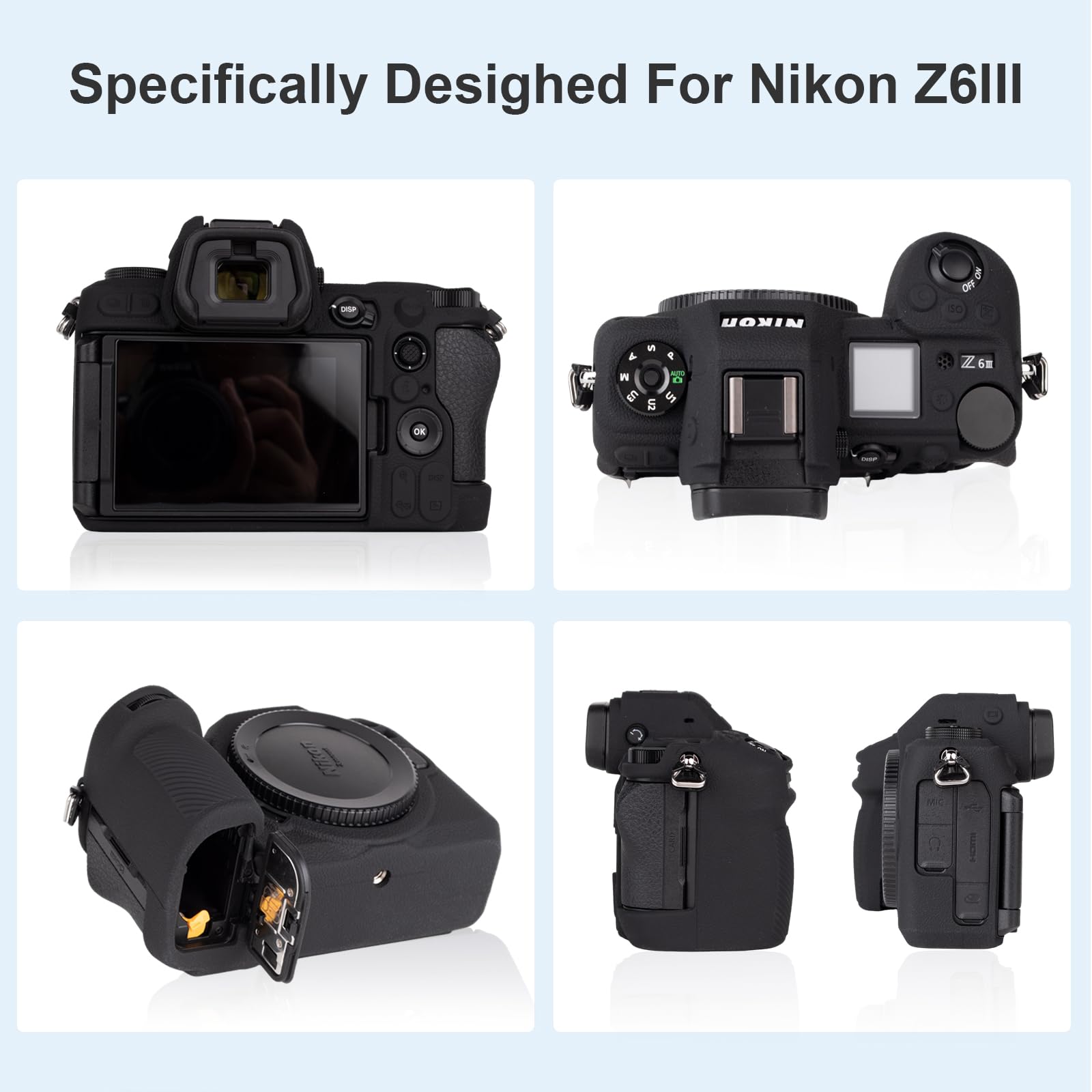 VOVMOEYA Camera Case for Nikon Z6III with 2 Screen Protectors and 1 Hot Shoe Cover, Silicone, Soft Protective Lightweight - Image 2