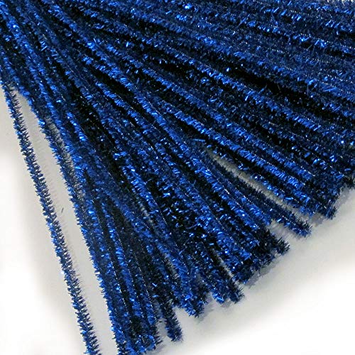 The Crafts Outlet Chenille Sparkly Stems, Pipe Cleaner, 12-in (30-cm), 50-pc, Royal Blue