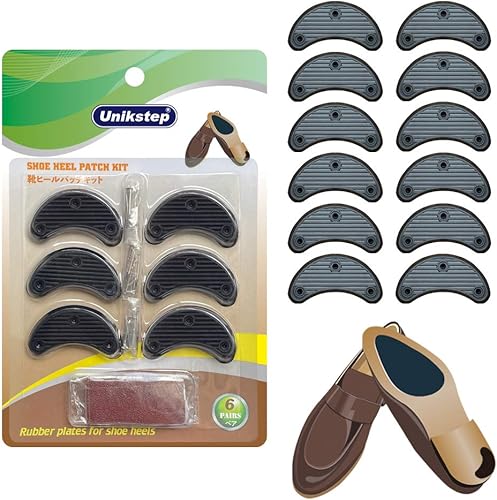 6 pares de tapones para placa de talón de zapato, parche de goma de reparación desgastada lateral del talón de zapato, kit de repuesto, Caqui