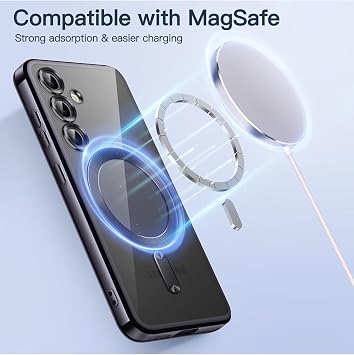 CONSTRAIN - Samsung Galaxy A54 ile uyumlu Kılıf Magsafe ile uyumlu Wirelles Şarj Destekli Parlak Renkli Kenarlı Arkası Şeffaf Silikon