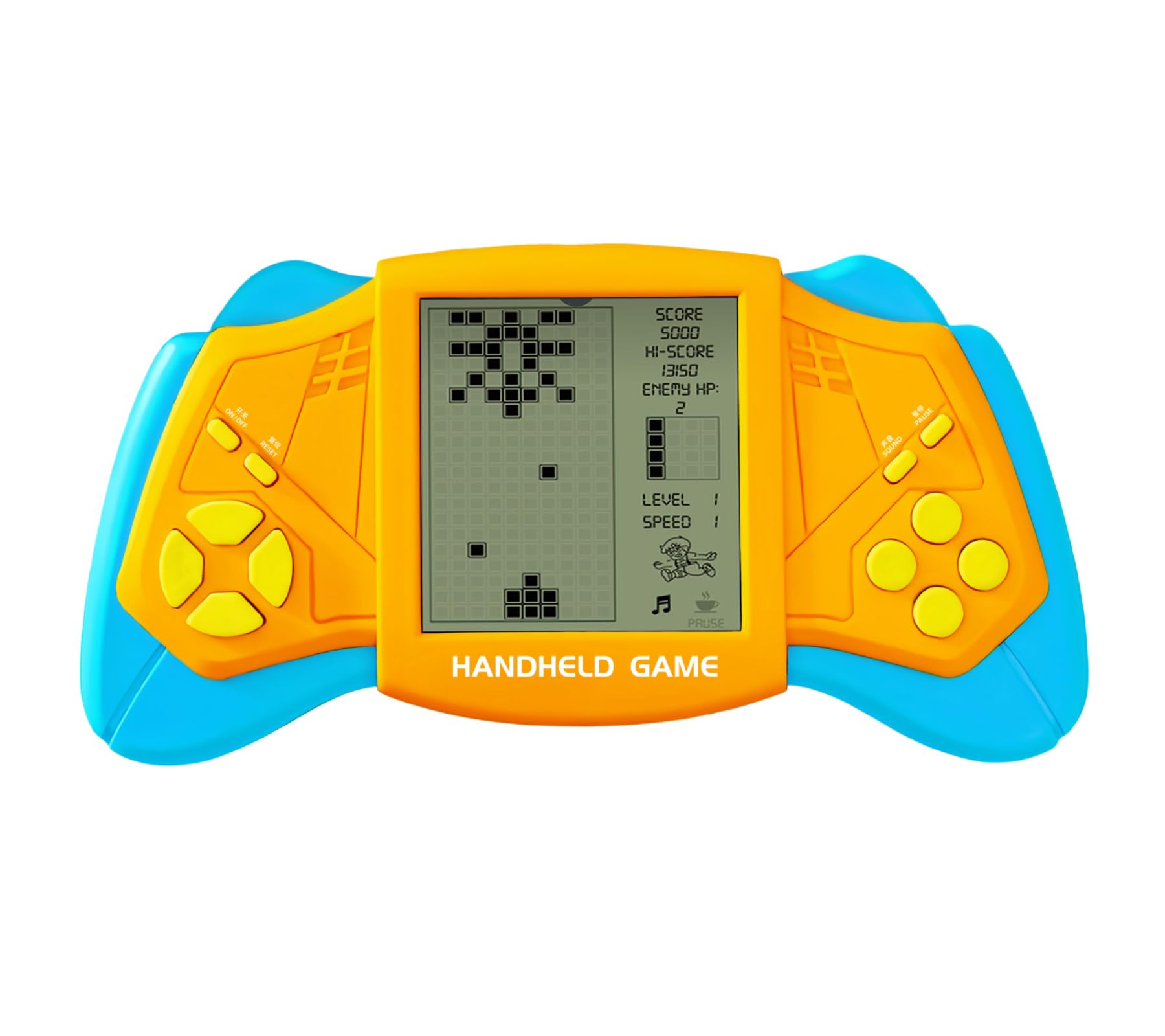 CZT Creative Brick game console Cool wing appearance Build in 2574 in 1 block games Handheld game machine Retro Portable Electronic game Puzzle toys Children/students (Yellow)