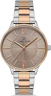 ساعة يد أنالوج بمينا بلون رمادي وسوار فضي وروز جولد وبينك للنساء من دانيال كلاين DK.1.13243-3 تناظري