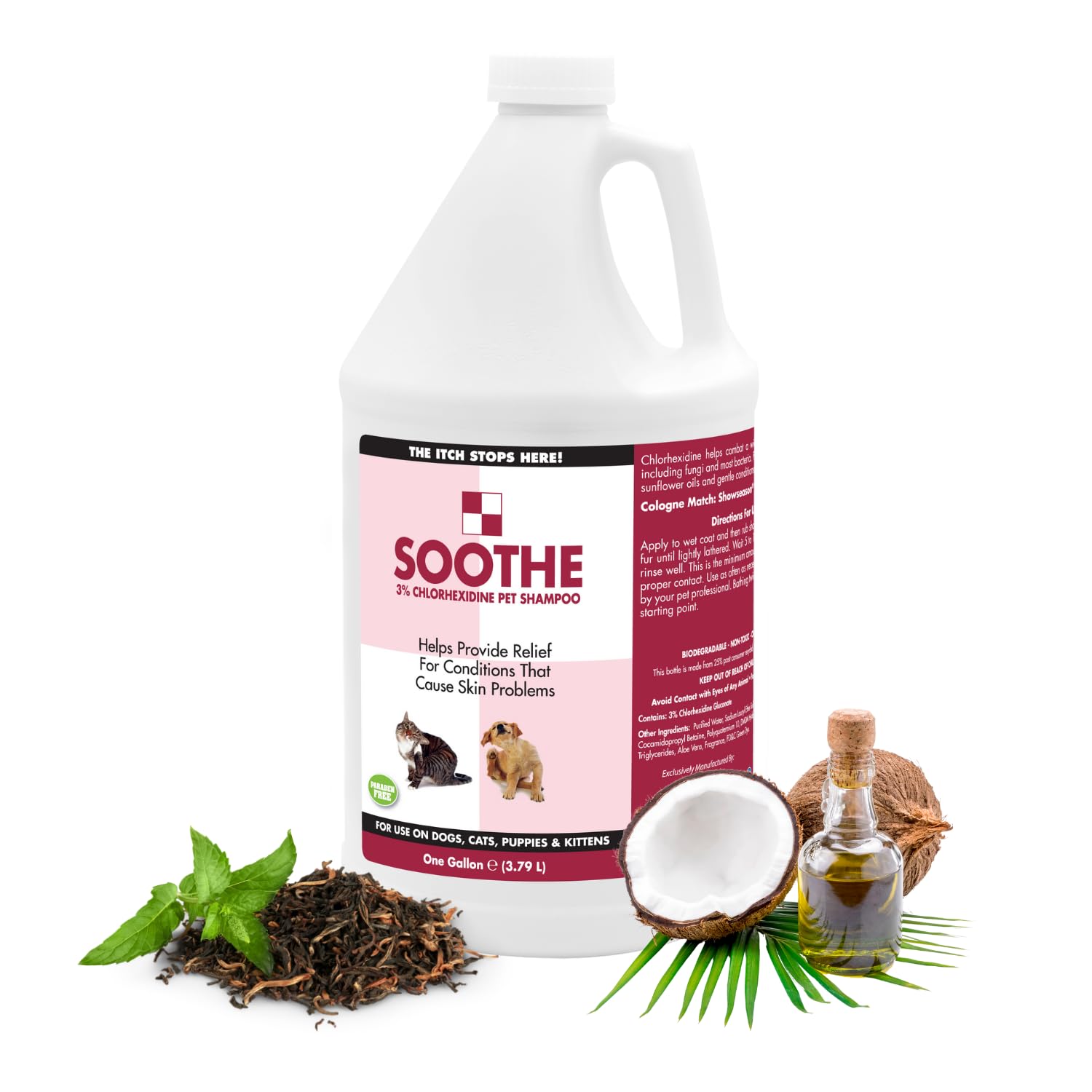 Soothe Itch Relief Pet Shampoo for Dogs & Cats 1 Gallon | Antiseptic | Cools Red, Inflamed Skin | Made in USA