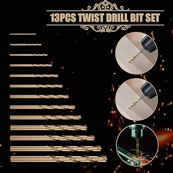 13 PCS Metric M35 Cobalt Steel Twist Drill Bit Set HSS Extremely Heat Resistant With Straight Shank To Cut Through Hard Metals Like A Hot Knife Through Butter,Such As Stainless Steel,Titanium Alloy