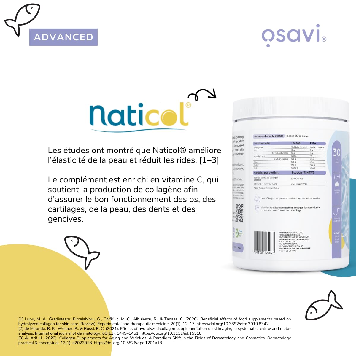 Osavi Marine Collagen Wild Cod, Lemon - 360g
