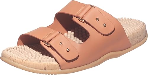 Revs - Sandalias veganas de primera calidad suela de cojín que absorbe los golpes, soporte de arco y plantilla de masaje reflexológico para aliviar