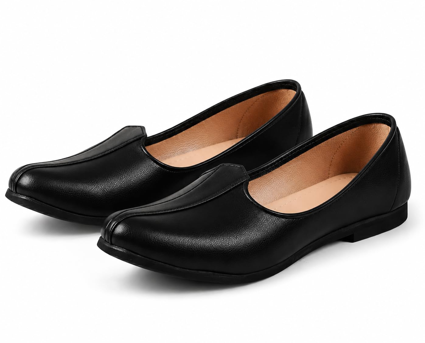 Black Leather Jutti Jalsa Traditional Slip-On Shoes, Pointed Toe Ethnic Footwear-image-47