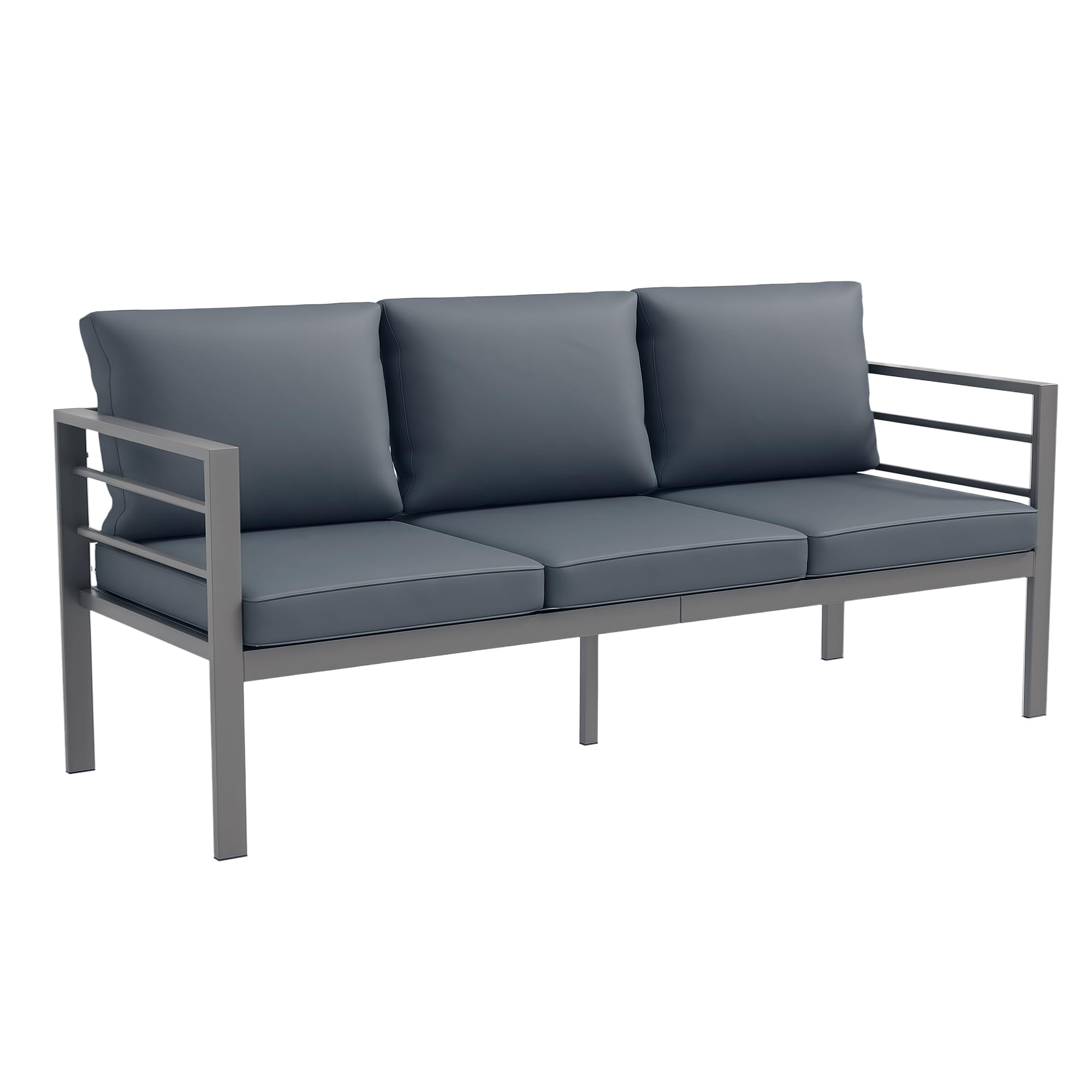 Outsunny 3-Seater Garden Sofa Aluminium Frame 185 x 66 x 64 cm Grey