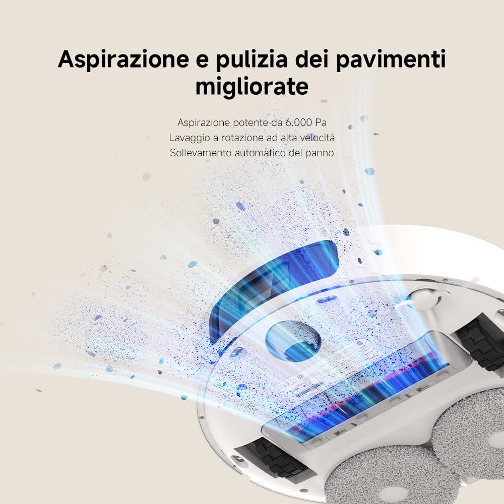 Xiaomi Robot Vacuum X20+, Robot Aspirapolvere Lavapavimenti, Stazione Smart All-in-one, Aspirazione 6.000 Pa, Navigazione Laser 3D, Lavaggio e Pulizia Pavimenti con Doppio Panno Rotante, Controllo App