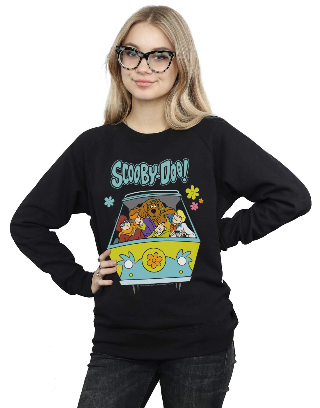 Absolute Cult Women's Black Scooby Doo Mystery Machine Group Sweatshirt Large