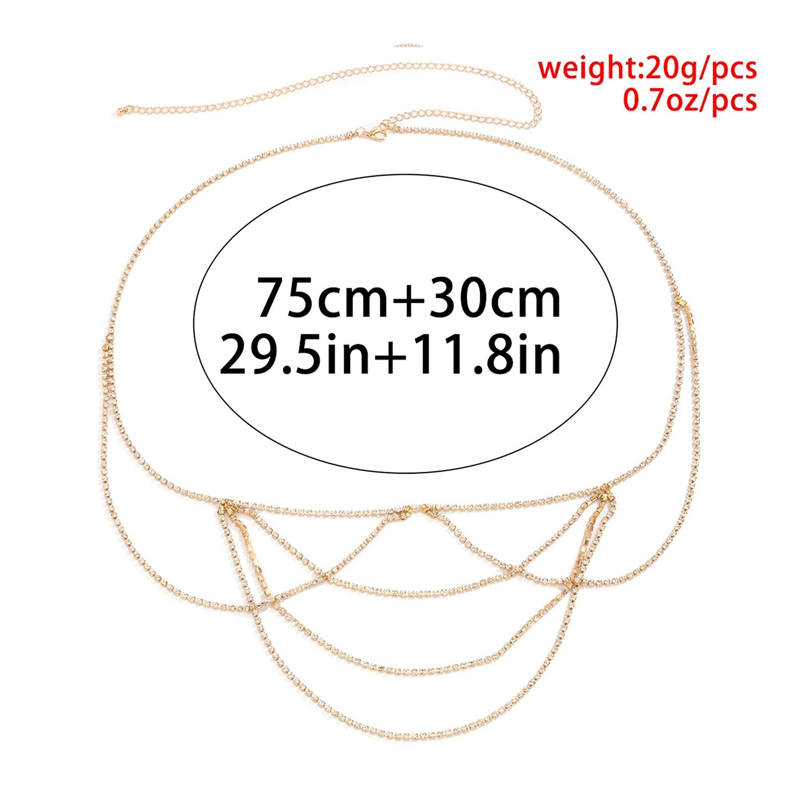 Body Chain Damen Kette - Goldfarbene einfache Strandkette mit Kreuzband für Taille und Bauch - Schwarze Harnaskette - Edler Schmuck für Damen - Accessoires