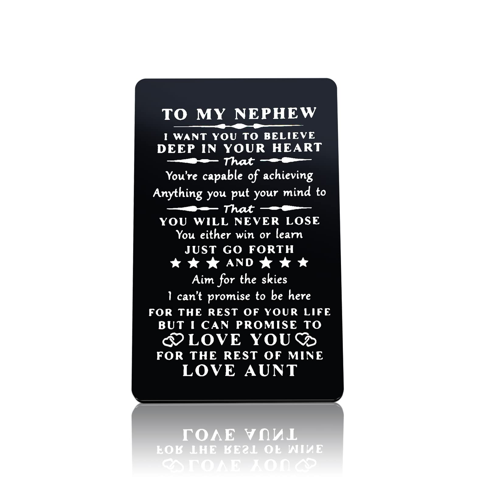Photo 1 of Nephew Gifts from Aunt Christmas Birthday Gifts for Nephew Engraved Wallet Card for Nephew Graduation Gifts Inspirational Gifts for Nephew black2