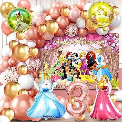 71 Pezzi Kit Principesse Compleanno 3 Anni